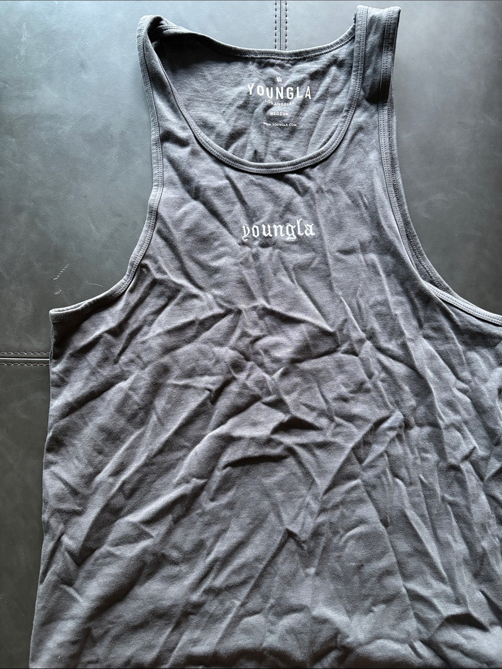 YoungLA Black Men’s Muscle Tank with White Logo